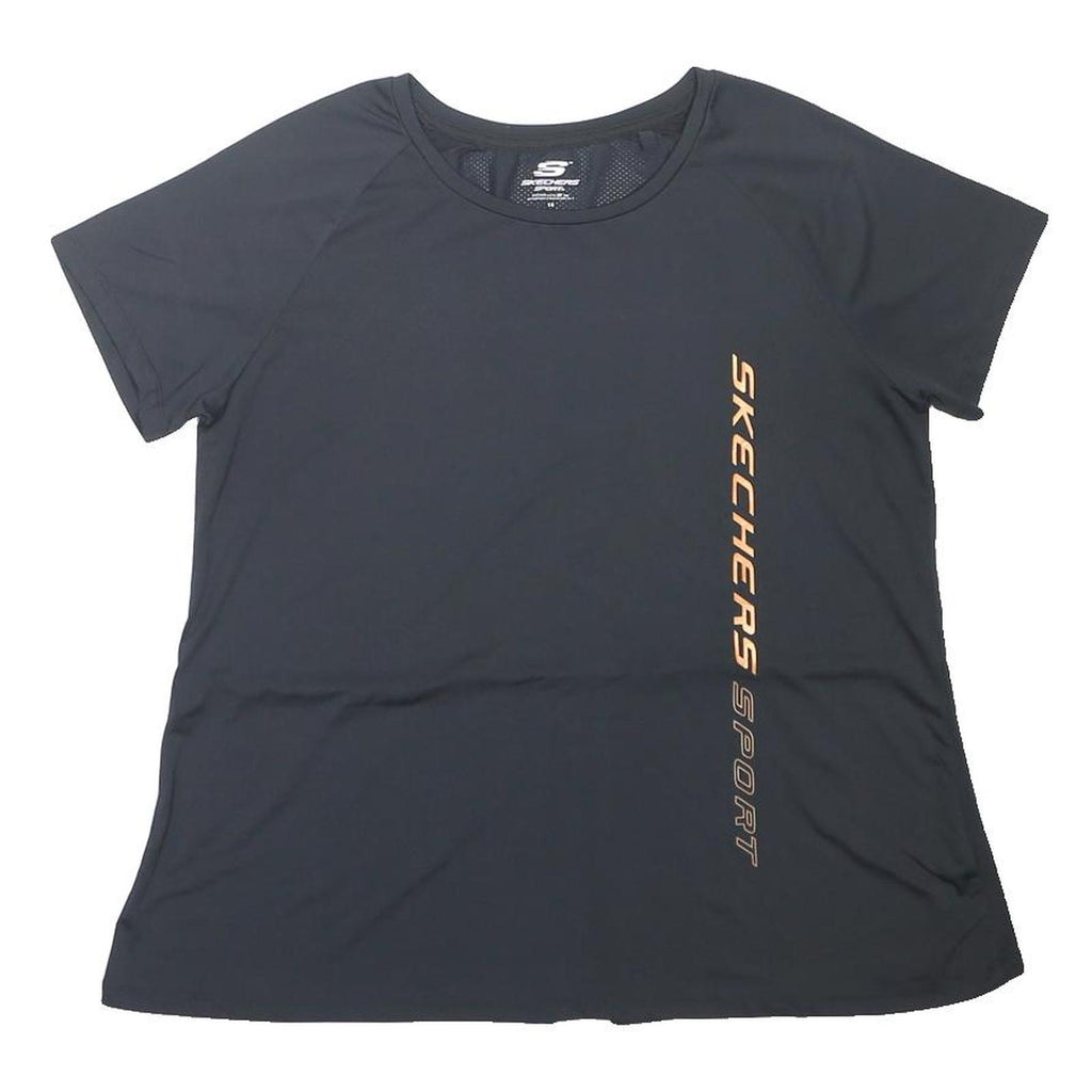 SKECHERS Womens Black Sport T-Shirt UK 14 Short Sleeve Crew Neck Performance