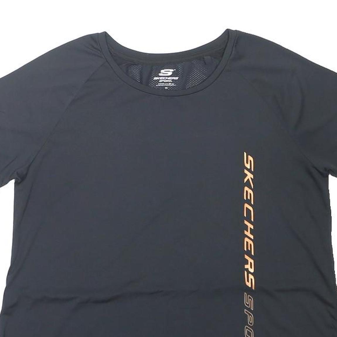SKECHERS Womens Black Sport T-Shirt UK 14 Short Sleeve Crew Neck Performance