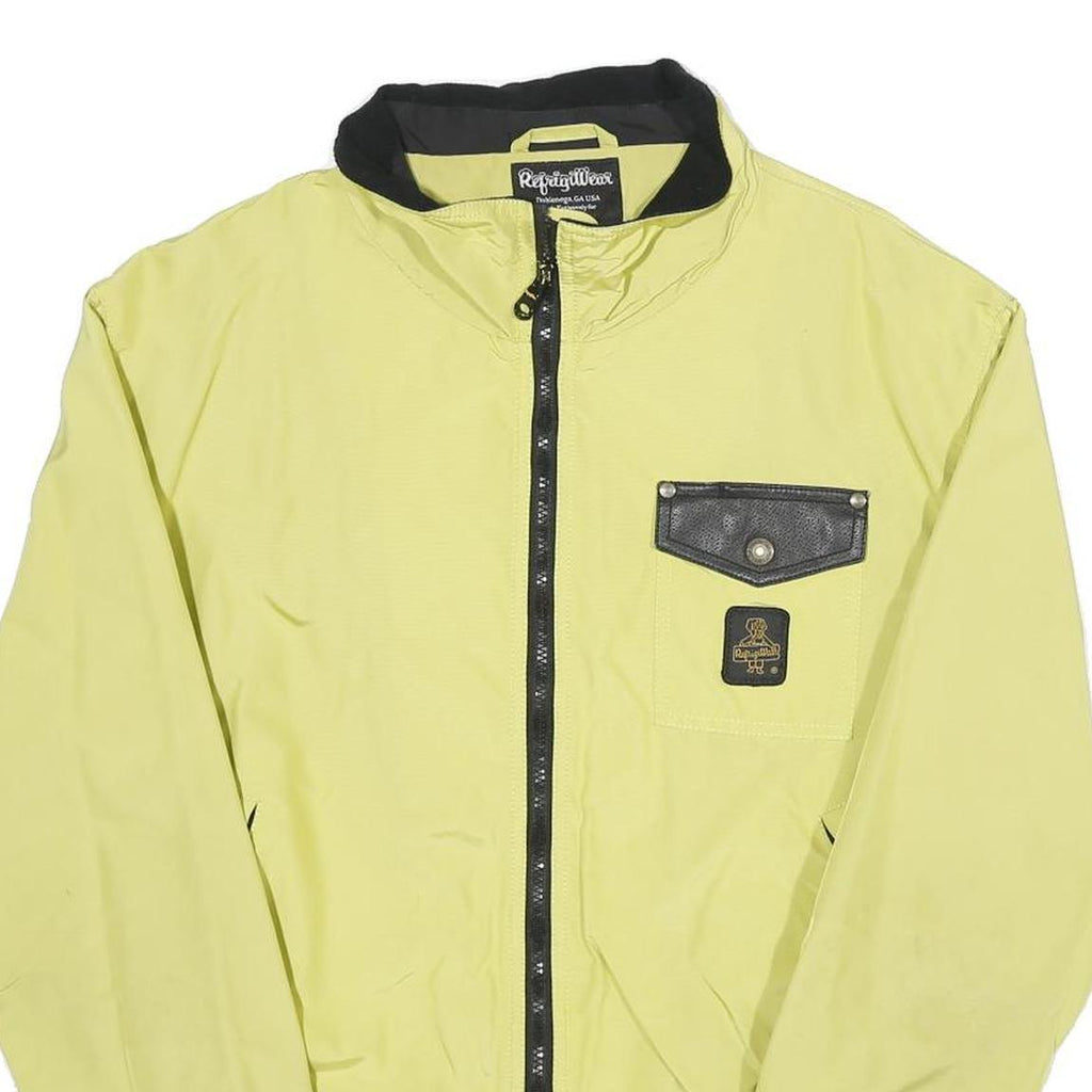 REFRIGIWEAR Mens Yellow & Black Bomber Jacket L Polyamide Plain Zip Casual