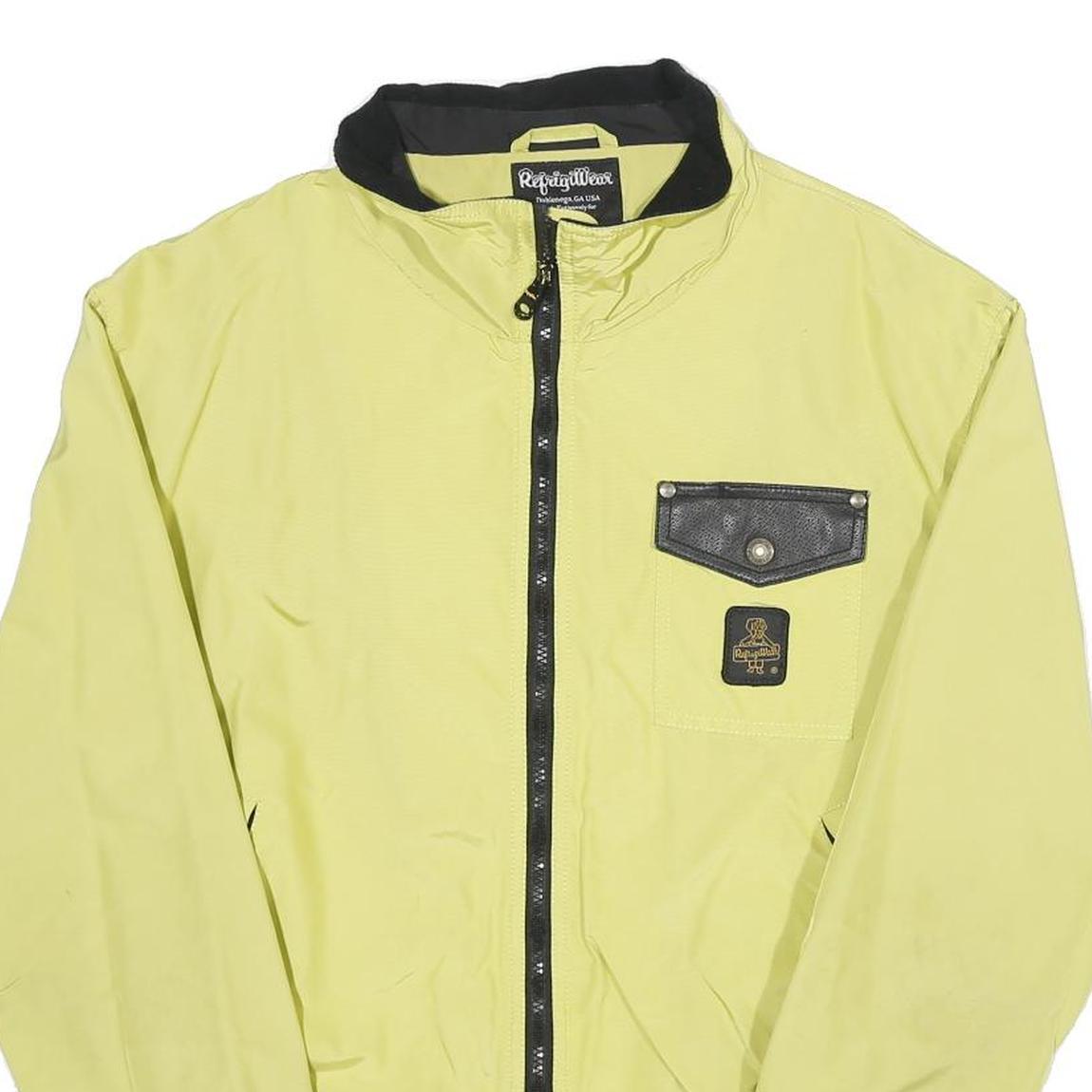 REFRIGIWEAR Mens Yellow & Black Bomber Jacket L Polyamide Plain Zip Casual