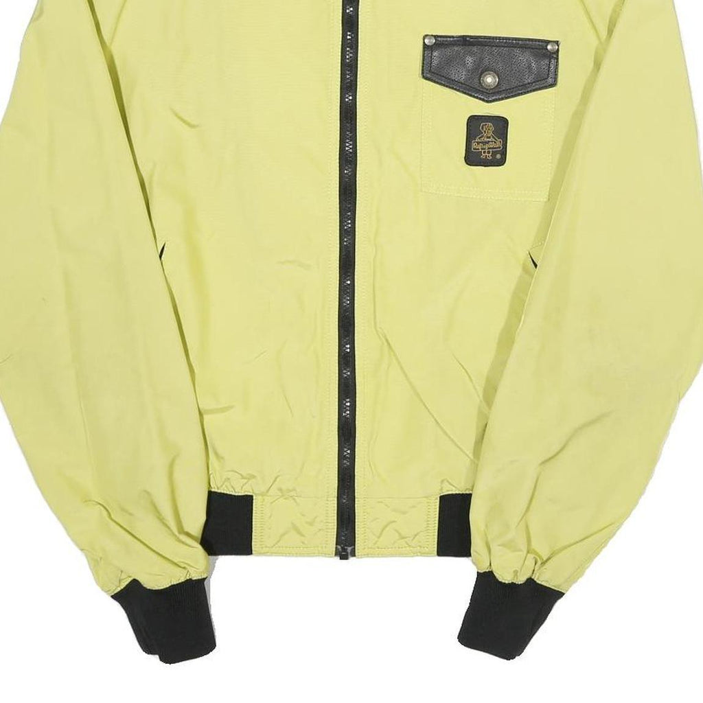 REFRIGIWEAR Mens Yellow & Black Bomber Jacket L Polyamide Plain Zip Casual