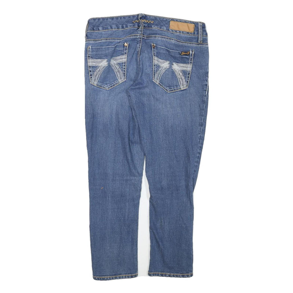 SEVEN7 Womens Slim Blue Denim Jeans W30 L25 Stylish Comfort Zip Closure