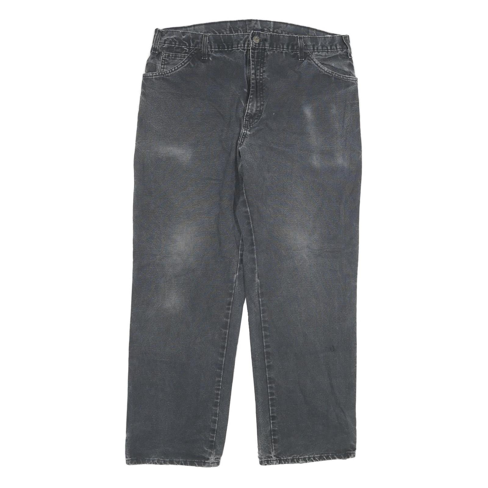 DICKIES Mens Jeans Black Regular Straight Denim Medium W36 L30 Workwear