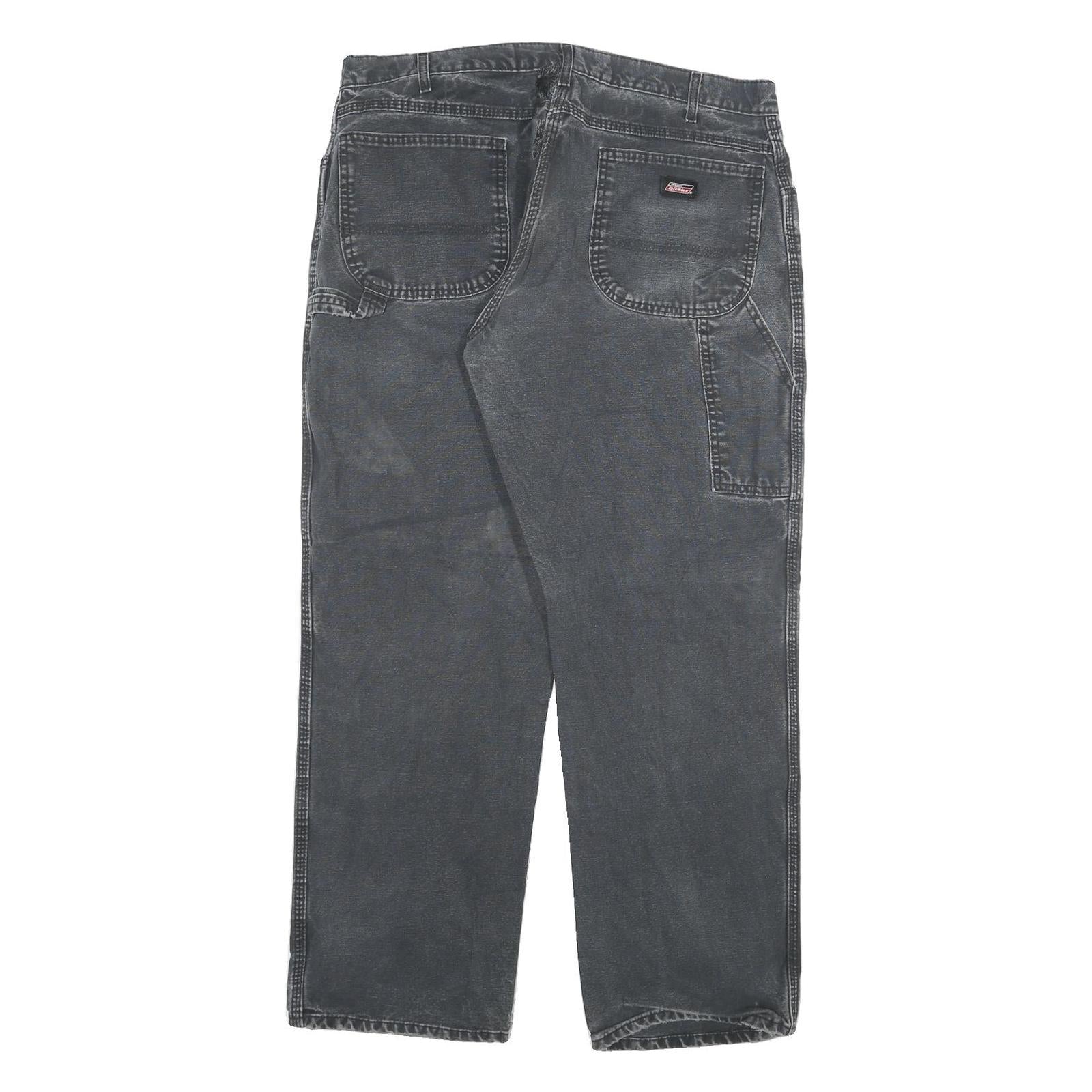 DICKIES Mens Jeans Black Regular Straight Denim Medium W36 L30 Workwear