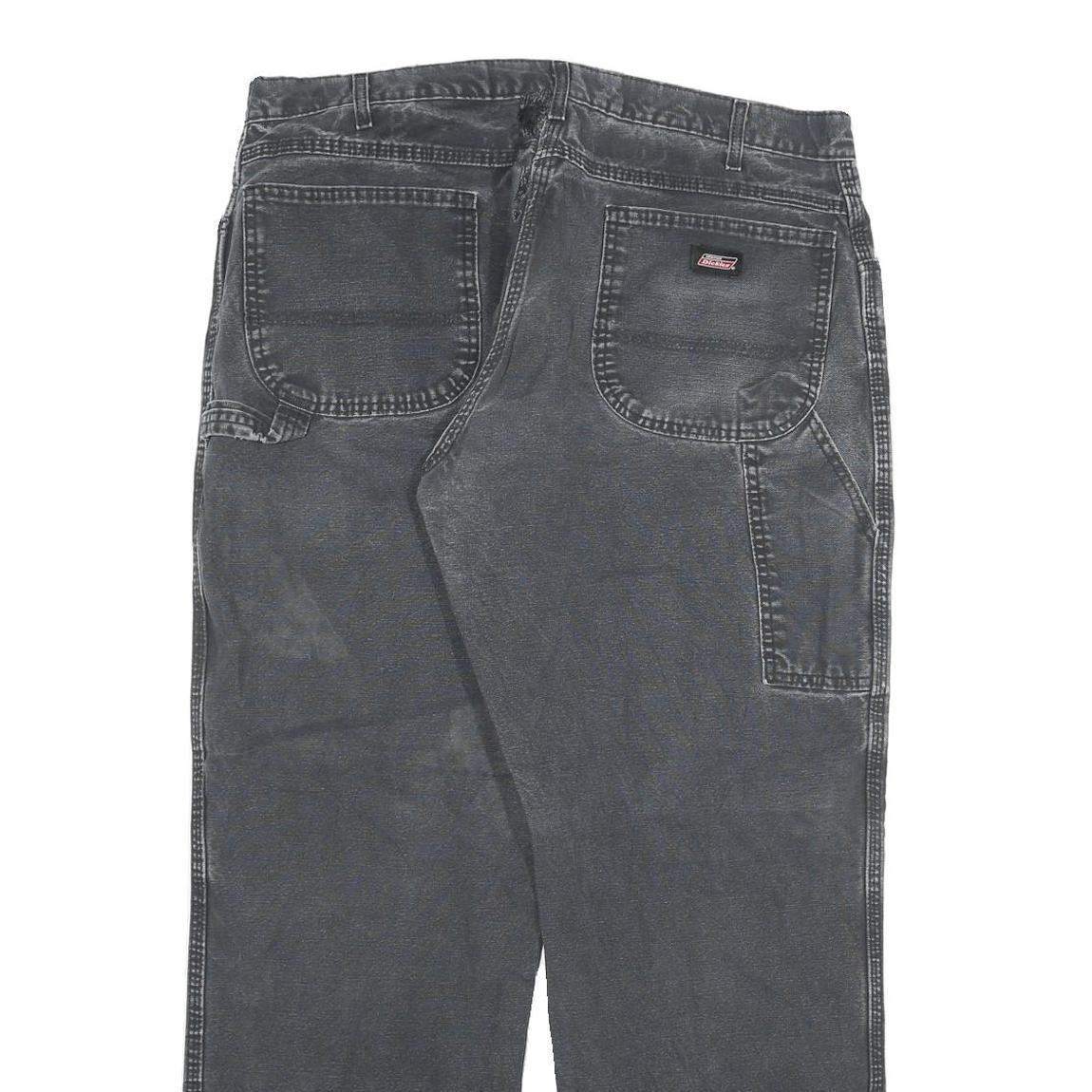 DICKIES Mens Jeans Black Regular Straight Denim Medium W36 L30 Workwear