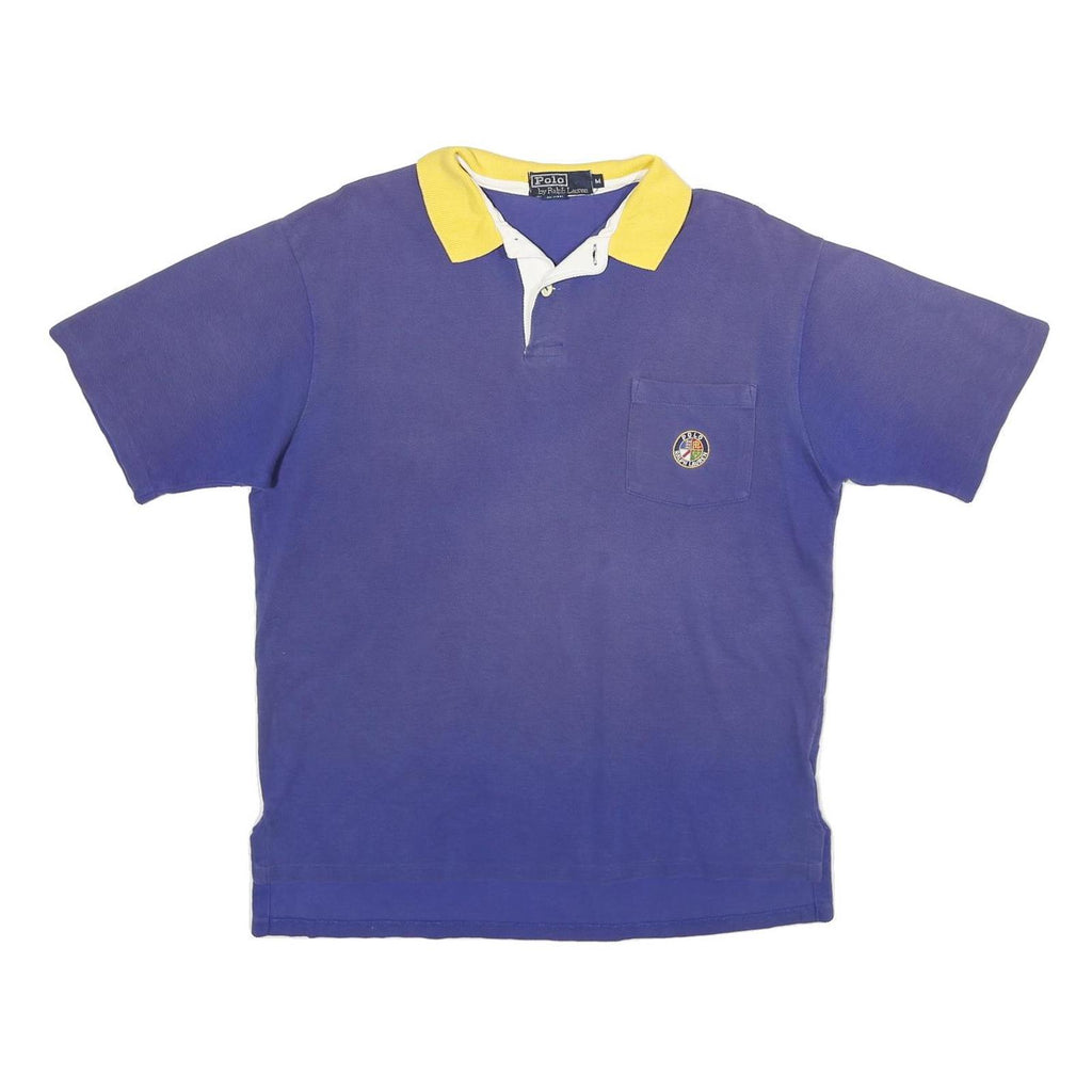 POLO RALPH LAUREN Mens Blue & Yellow Pocket Short Sleeve Polo Shirt M Classic