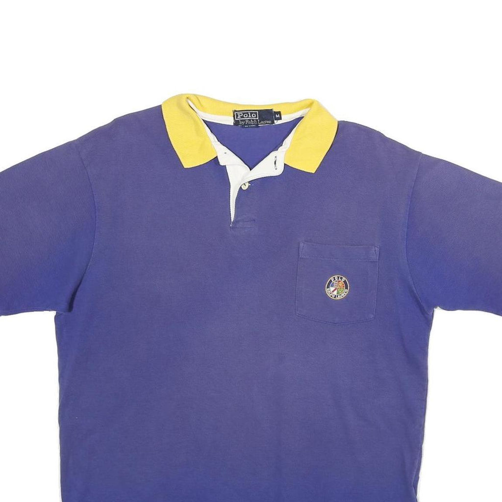 POLO RALPH LAUREN Mens Blue & Yellow Pocket Short Sleeve Polo Shirt M Classic