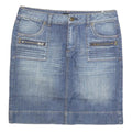 JACOB Womens Blue Denim Straight Mini Cotton Blend Skirt M Zip Pockets