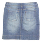 JACOB Womens Blue Denim Straight Mini Cotton Blend Skirt M Zip Pockets