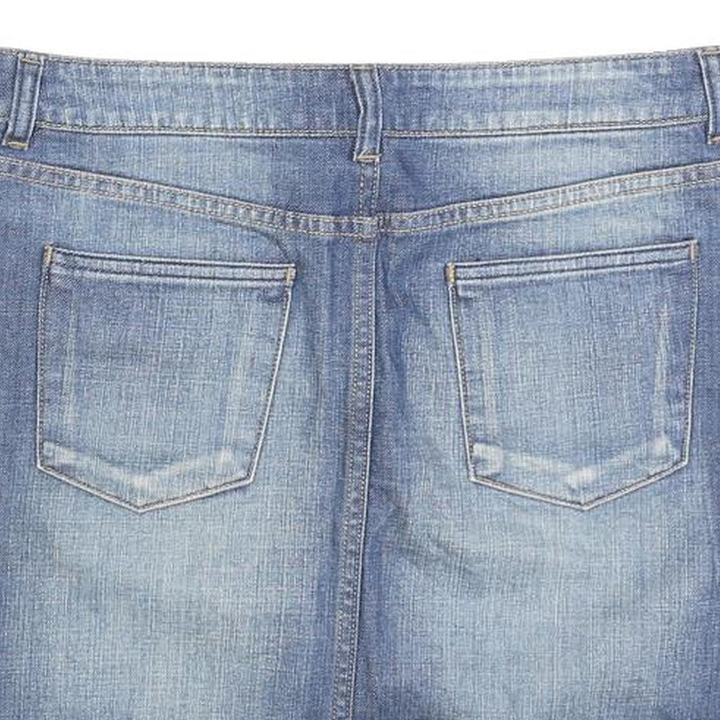 JACOB Womens Blue Denim Straight Mini Cotton Blend Skirt M Zip Pockets