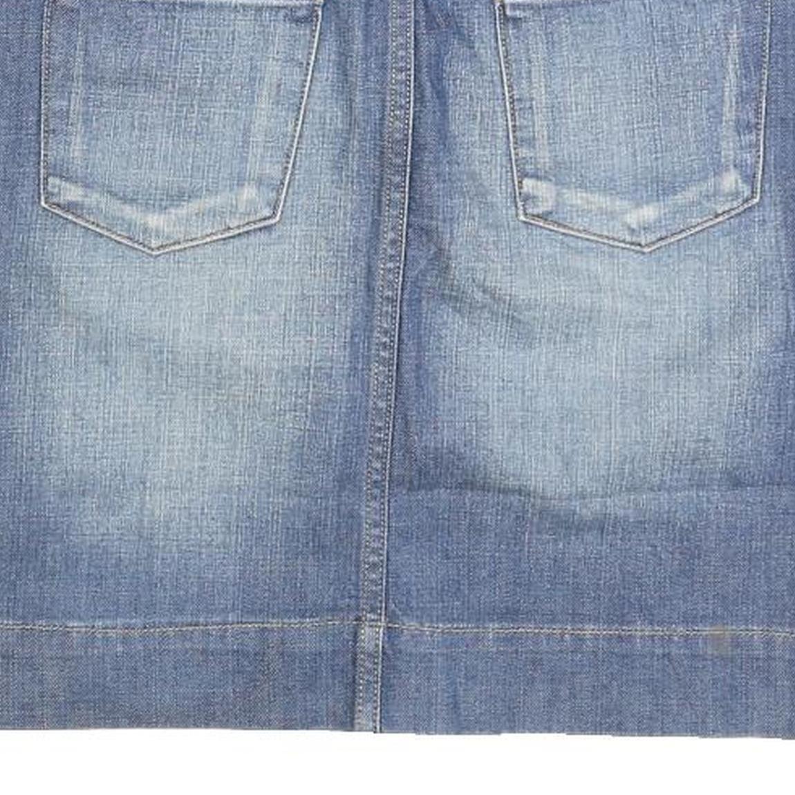JACOB Womens Blue Denim Straight Mini Cotton Blend Skirt M Zip Pockets