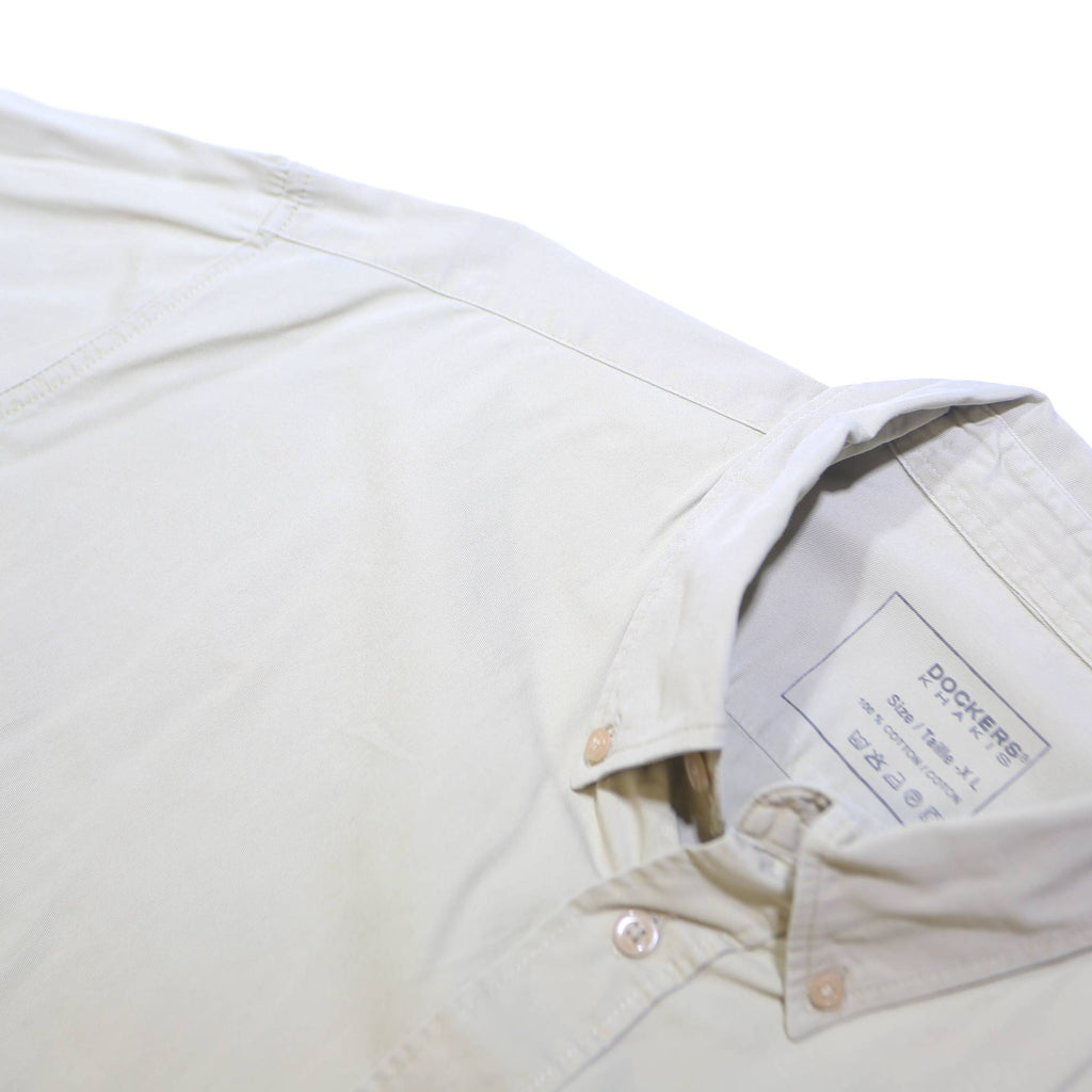 DOCKERS Mens White Button Down Shirt XL Classic Cotton Long Sleeve Casual