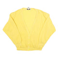 NAOMI BEE Womens Yellow Plain Pullover Jumper V-Neck Basic Knit S Lightweight