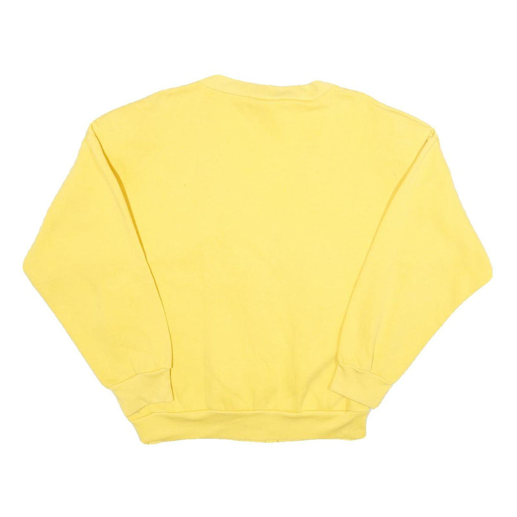 NAOMI BEE Womens Yellow Plain Pullover Jumper V-Neck Basic Knit S Lightweight
