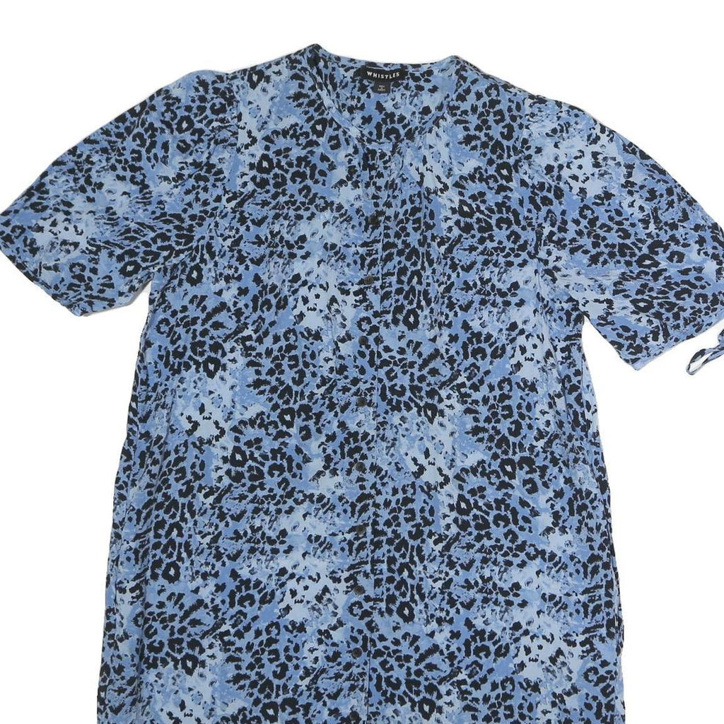 WHISTLES Womens Blue & Black Animal Print Day Dress Polyester Size M Short