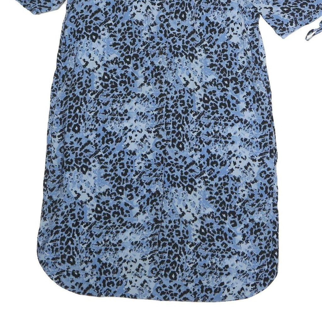 WHISTLES Womens Blue & Black Animal Print Day Dress Polyester Size M Short