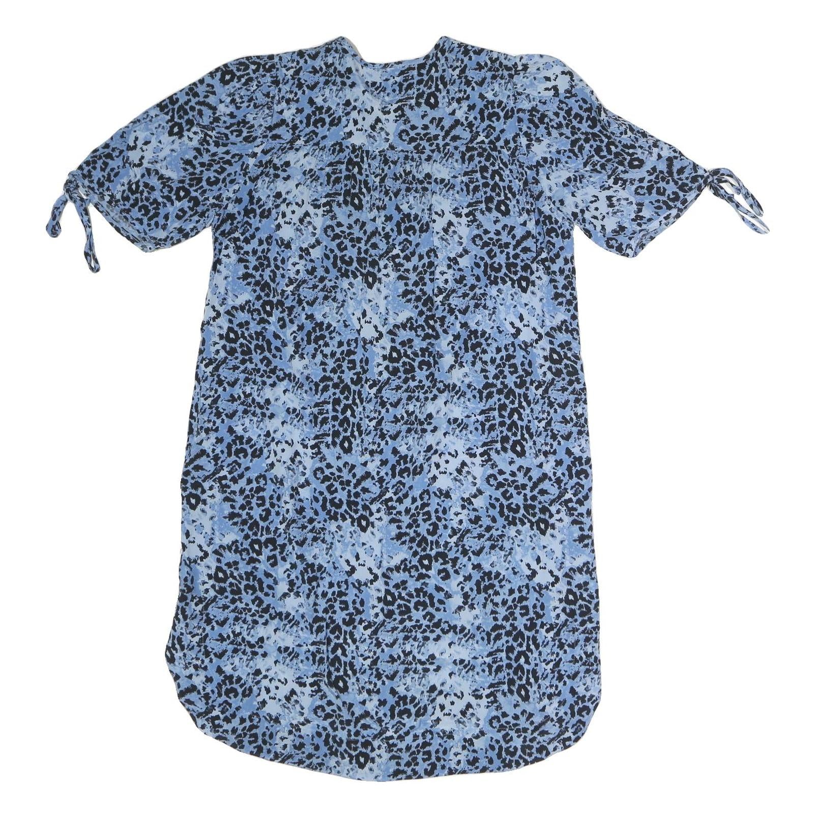 WHISTLES Womens Blue & Black Animal Print Day Dress Polyester Size M Short