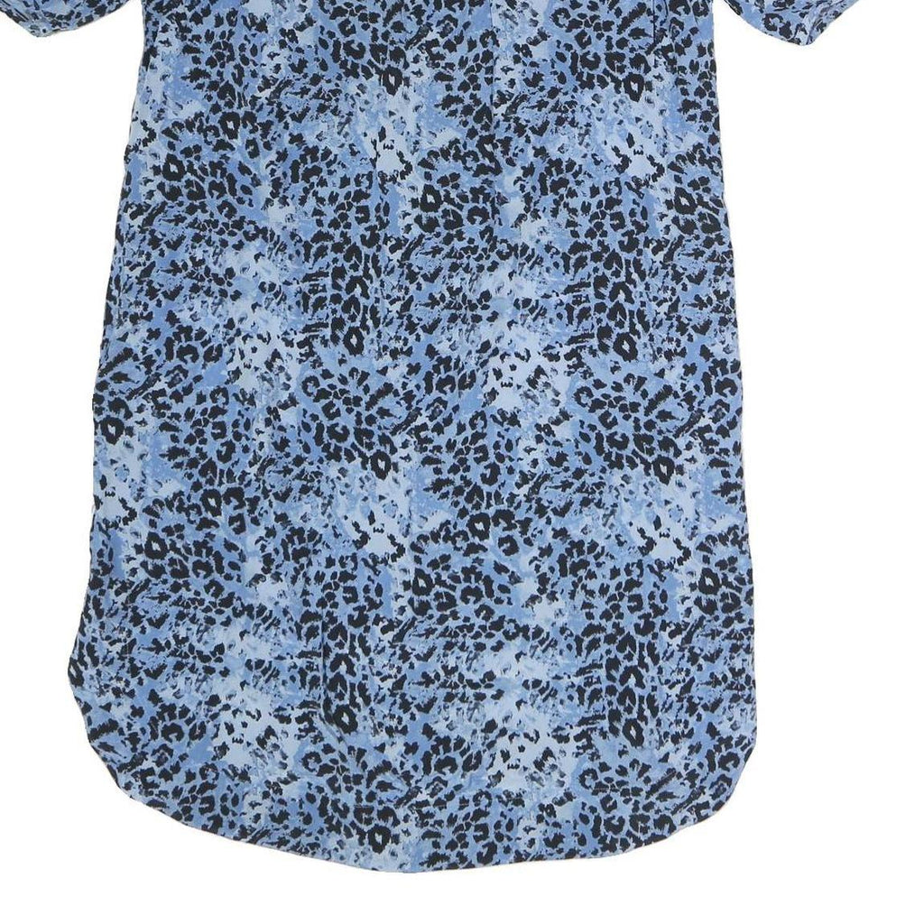 WHISTLES Womens Blue & Black Animal Print Day Dress Polyester Size M Short