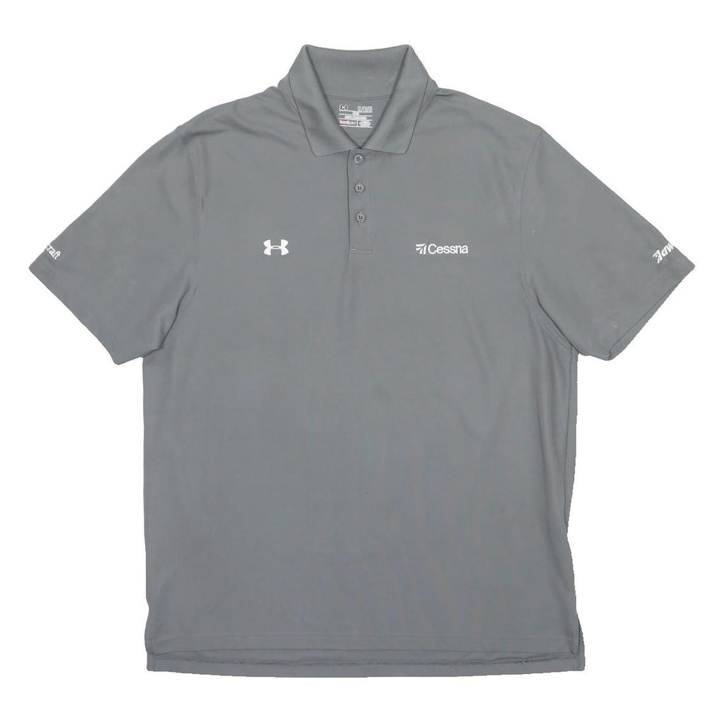 UNDER ARMOUR Mens Grey Polo Shirt XL Cessna Logo Breathable Short Sleeve