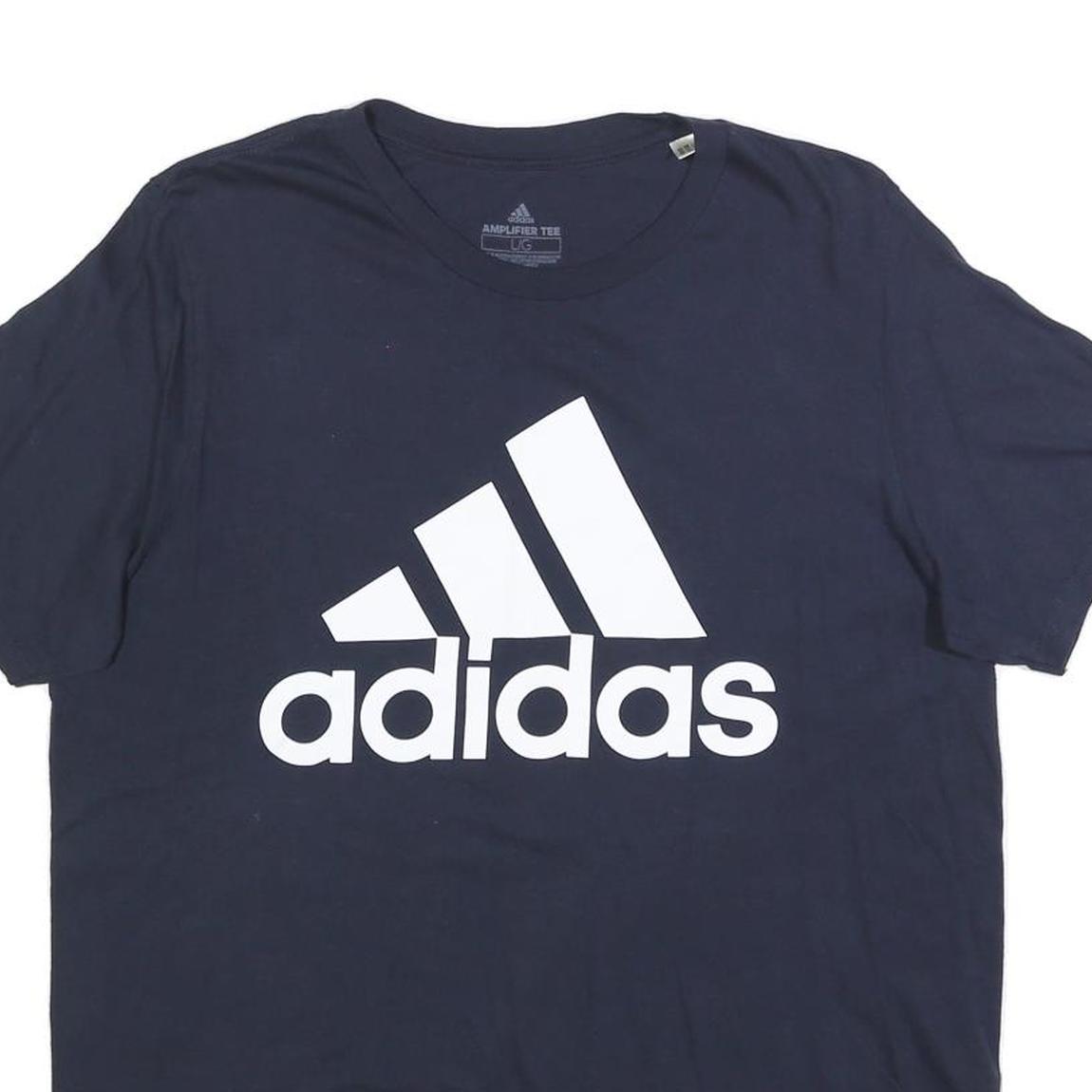 ADIDAS Mens Blue Graphic T-Shirt L Short Sleeve Crew Neck Sports Casual