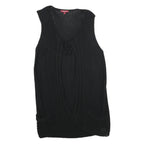 MONSOON Womens Black Plain Cotton Sleeveless Jumper L Knitwear