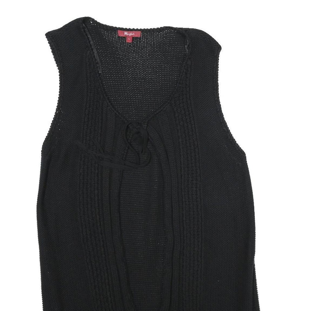 MONSOON Womens Black Plain Cotton Sleeveless Jumper L Knitwear