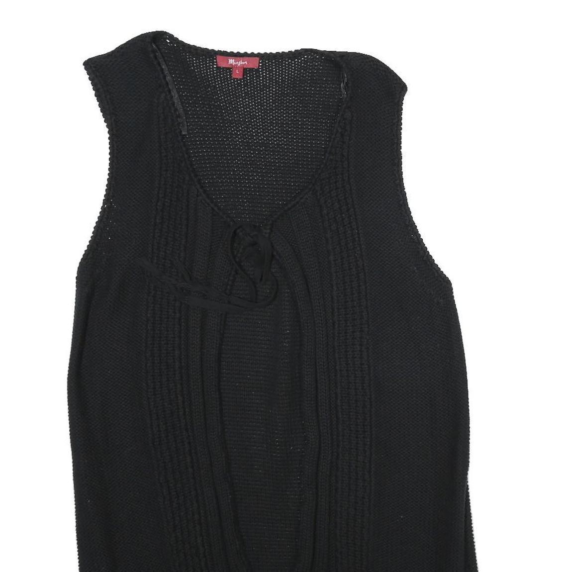MONSOON Womens Black Plain Cotton Sleeveless Jumper L Knitwear