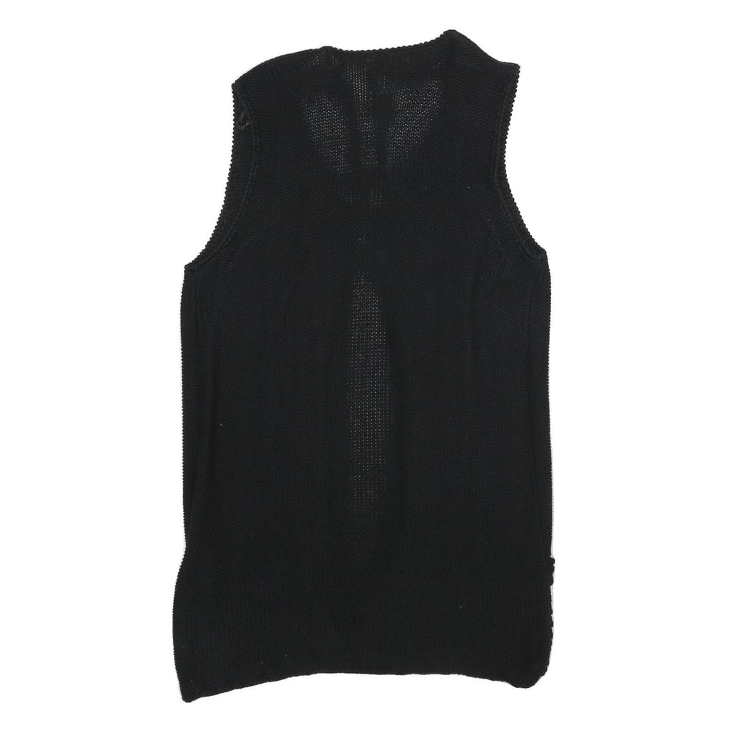MONSOON Womens Black Plain Cotton Sleeveless Jumper L Knitwear