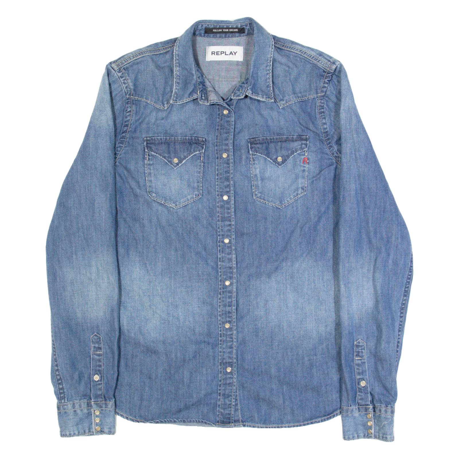 REPLAY Womens Denim Shirt Blue Long Sleeve M