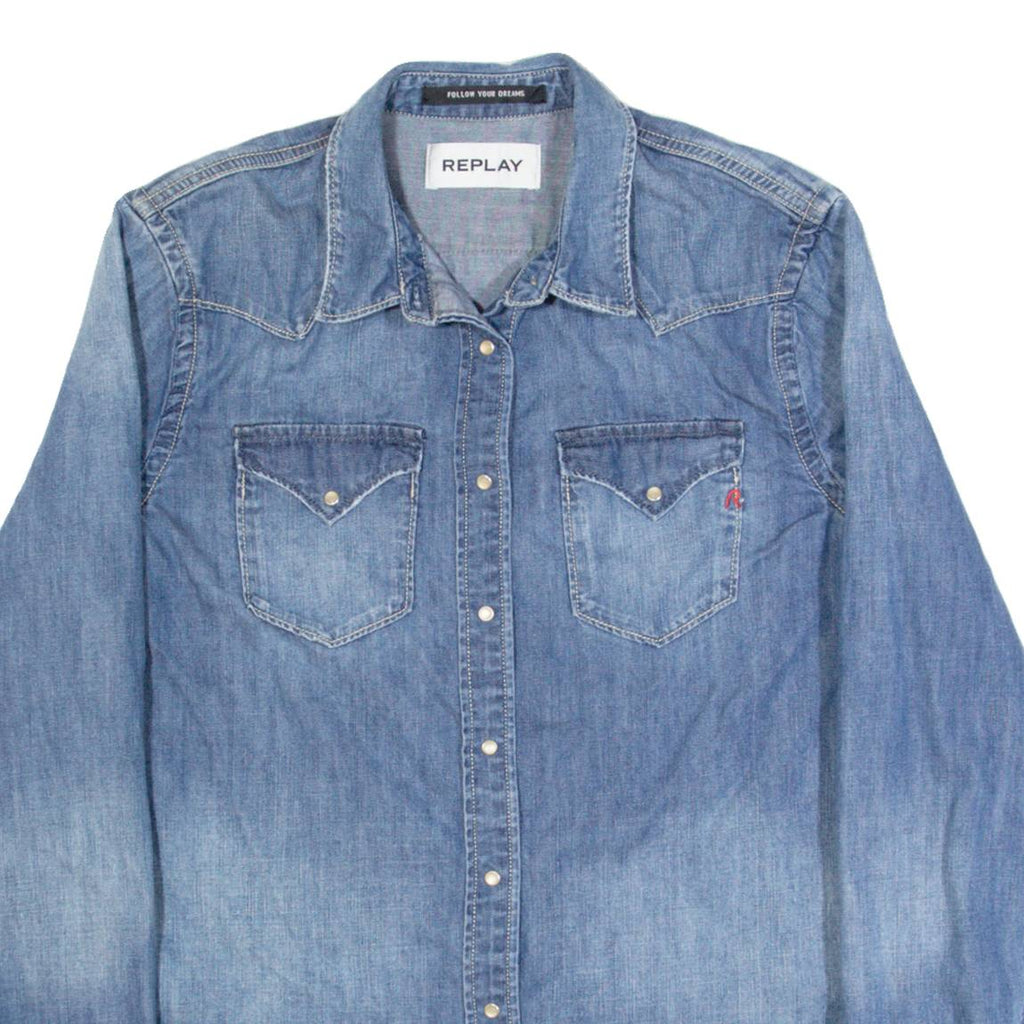 REPLAY Womens Denim Shirt Blue Long Sleeve M
