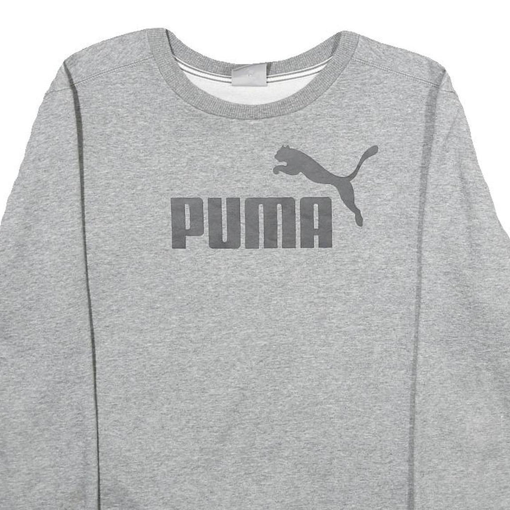 PUMA Mens Grey Sweatshirt Crew Neck S Cotton Blend Pullover Sports Logo