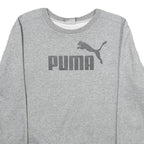 PUMA Mens Grey Sweatshirt Crew Neck S Cotton Blend Pullover Sports Logo
