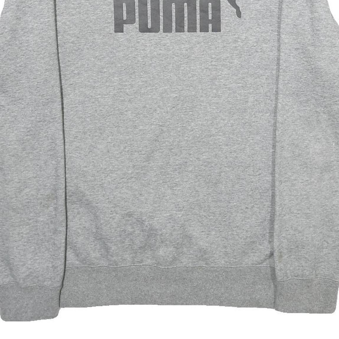 PUMA Mens Grey Sweatshirt Crew Neck S Cotton Blend Pullover Sports Logo