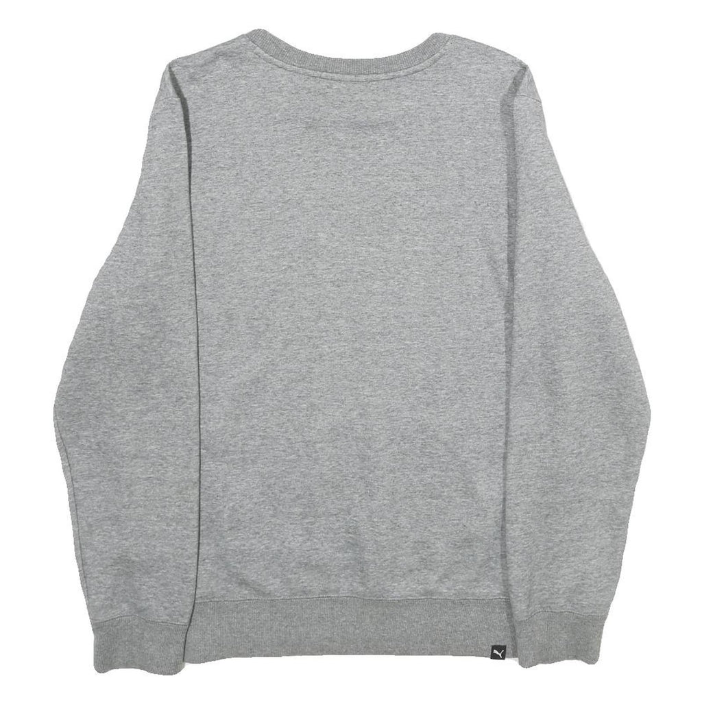 PUMA Mens Grey Sweatshirt Crew Neck S Cotton Blend Pullover Sports Logo