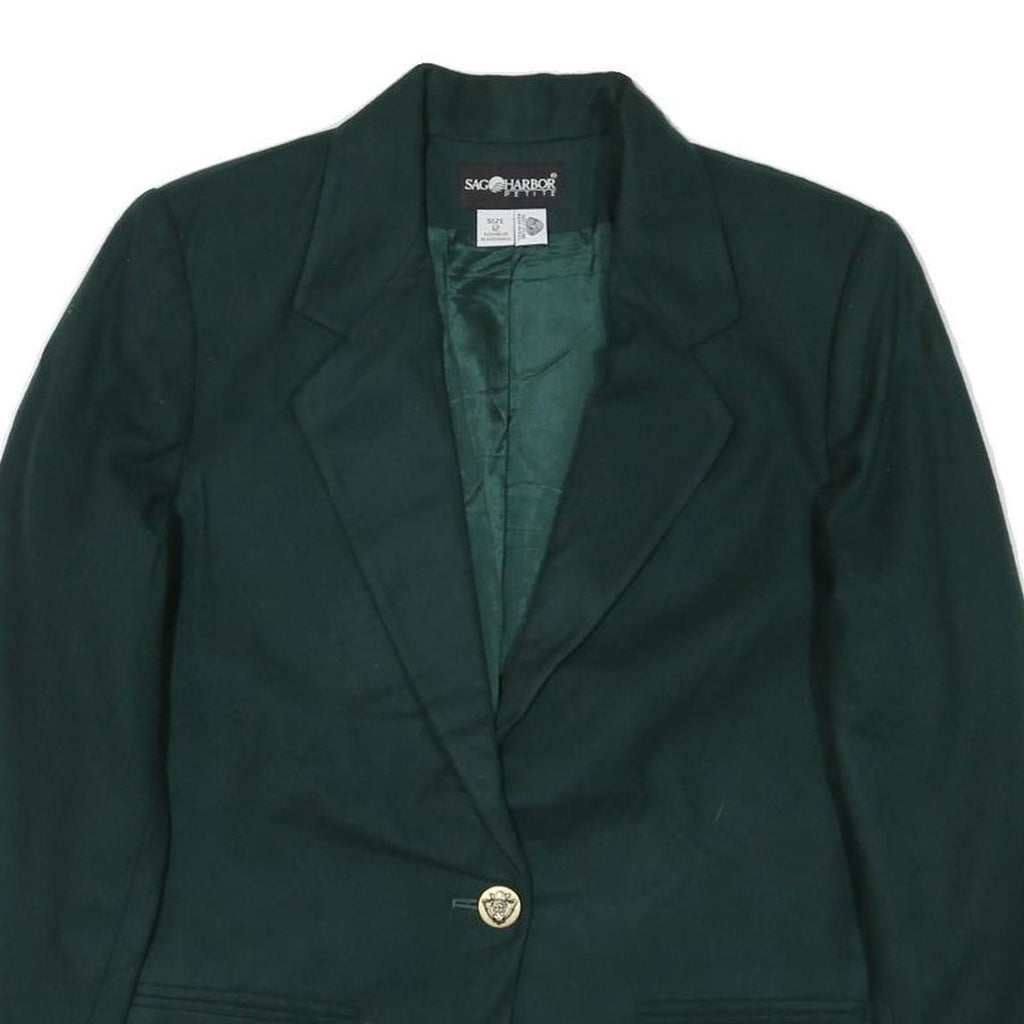 SAG HARBOR Womens Green Wool Blazer Jacket UK 12 Button Classic Tailored