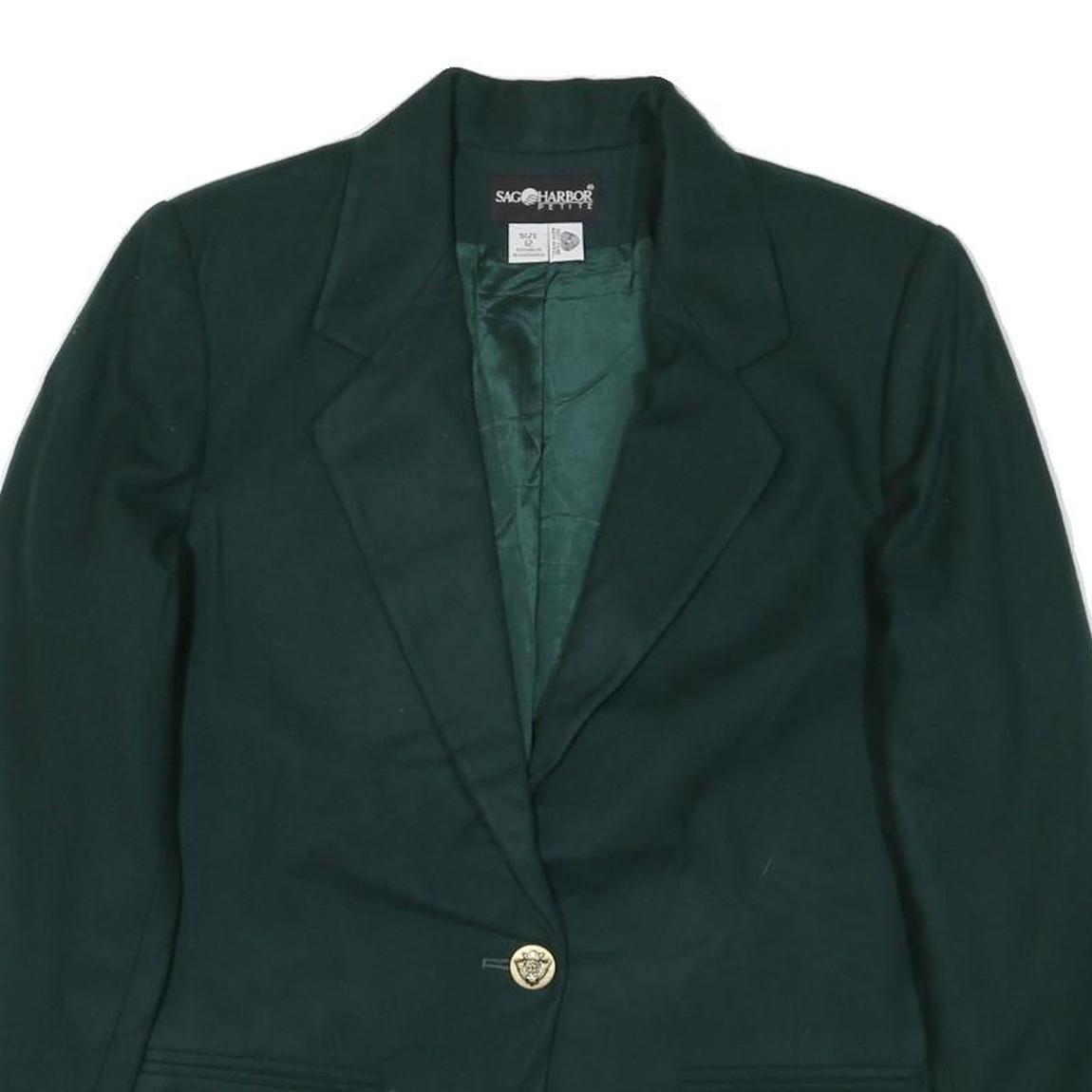 SAG HARBOR Womens Green Wool Blazer Jacket UK 12 Button Classic Tailored