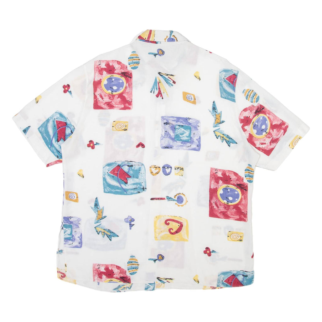 NEW FAST Womens Shirt White Viscose Geometric L