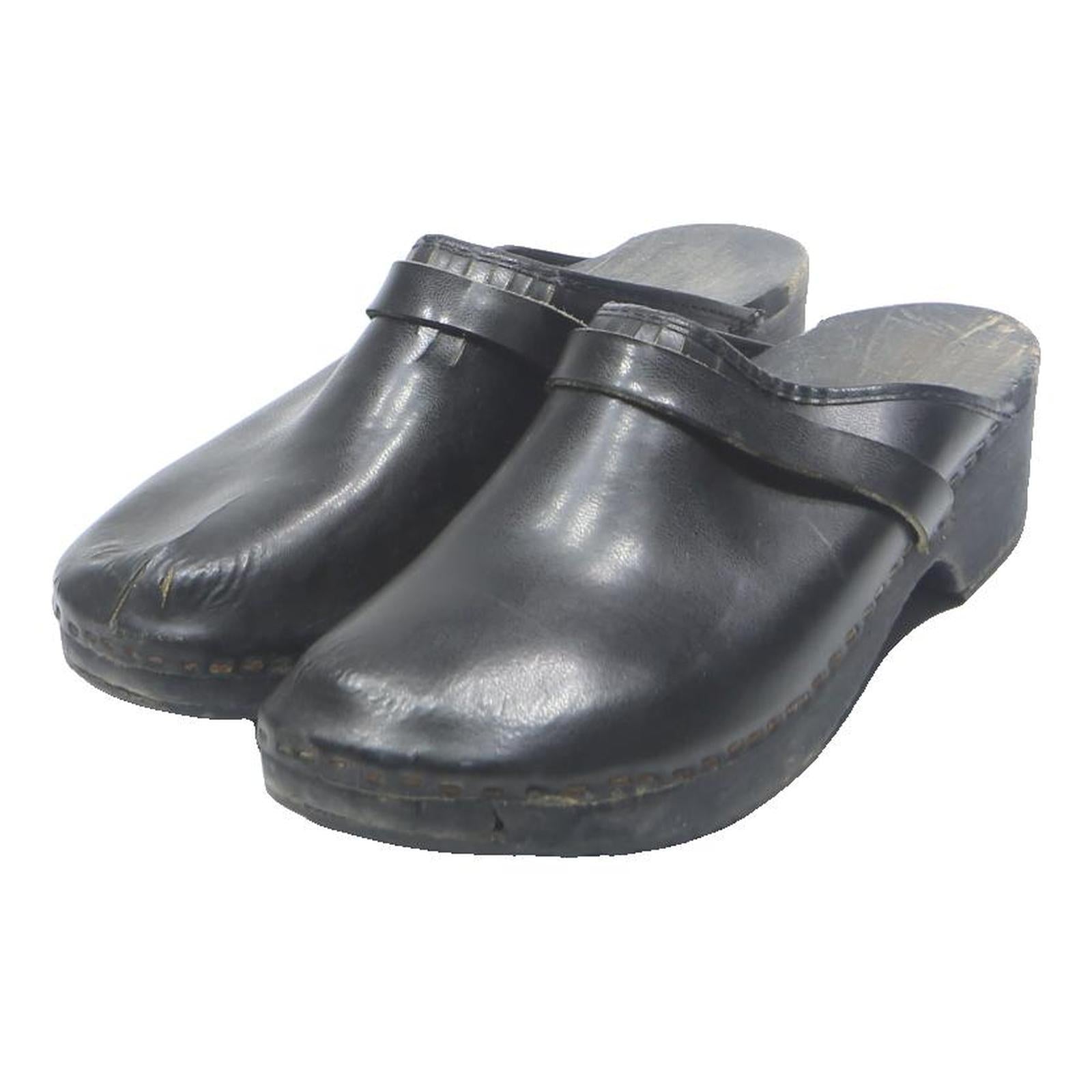 Mens Leather Mule Slip-On Clogs Black UK 13 Comfortable Easy Wear Footwear