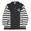 BLUE MOON Womens Black & Striped Jacket UK 22 Cotton Blend Zip Floral