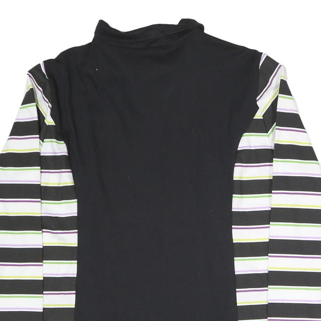 BLUE MOON Womens Black & Striped Jacket UK 22 Cotton Blend Zip Floral