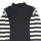 BLUE MOON Womens Black & Striped Jacket UK 22 Cotton Blend Zip Floral