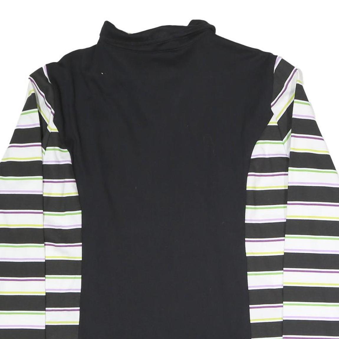 BLUE MOON Womens Black & Striped Jacket UK 22 Cotton Blend Zip Floral