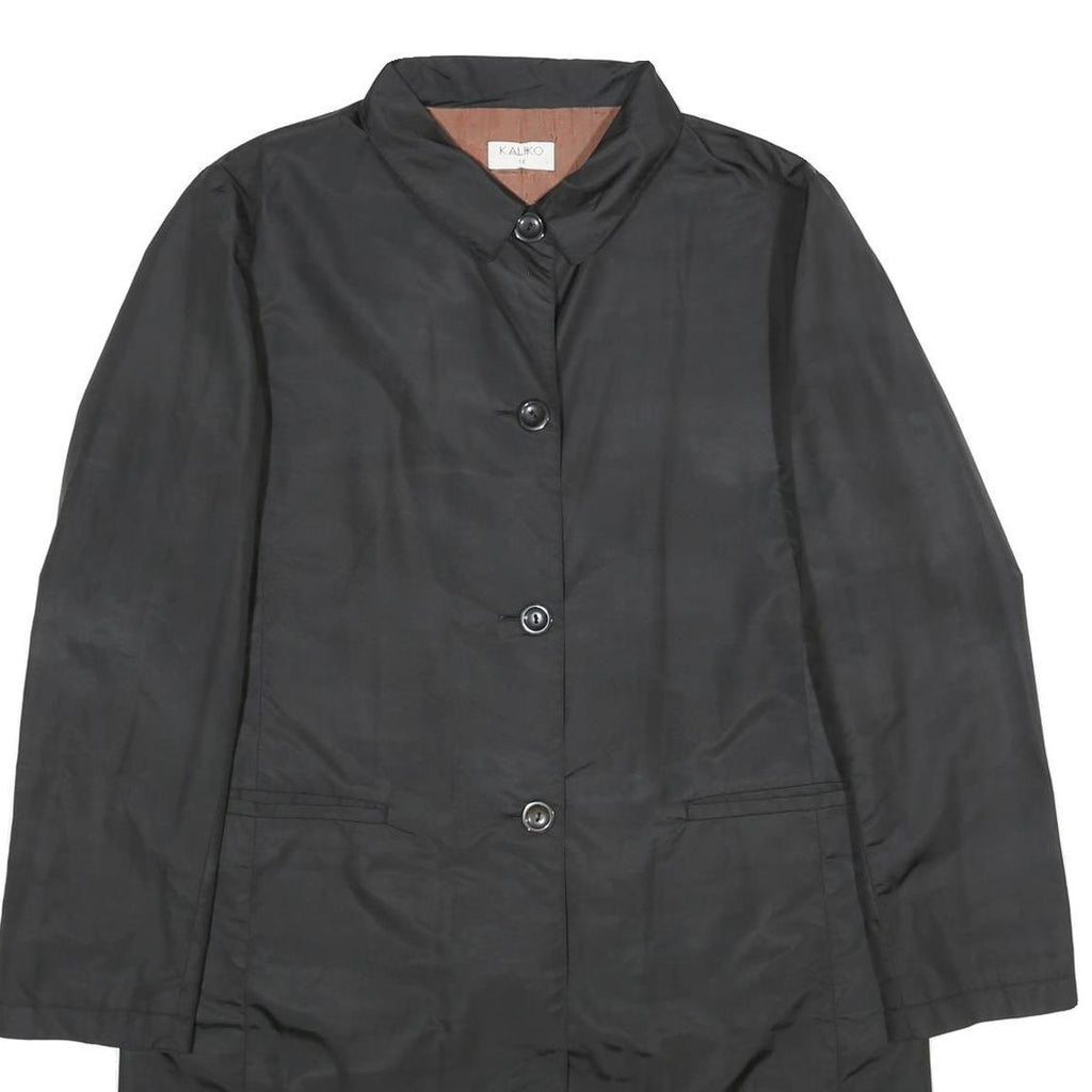 KALIKO Womens Black Button Jacket UK 12 Polyamide Blend Plain Classic Stylish