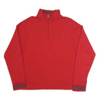 NAUTICA Mens Red 1/4 Zip Sweatshirt L Cotton Blend Pullover Casual Top