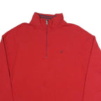 NAUTICA Mens Red 1/4 Zip Sweatshirt L Cotton Blend Pullover Casual Top