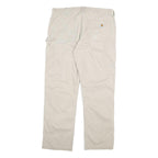 CARHARTT Mens Relaxed Beige Cotton Blend Zip Trousers W38 L32 Casual Workwear