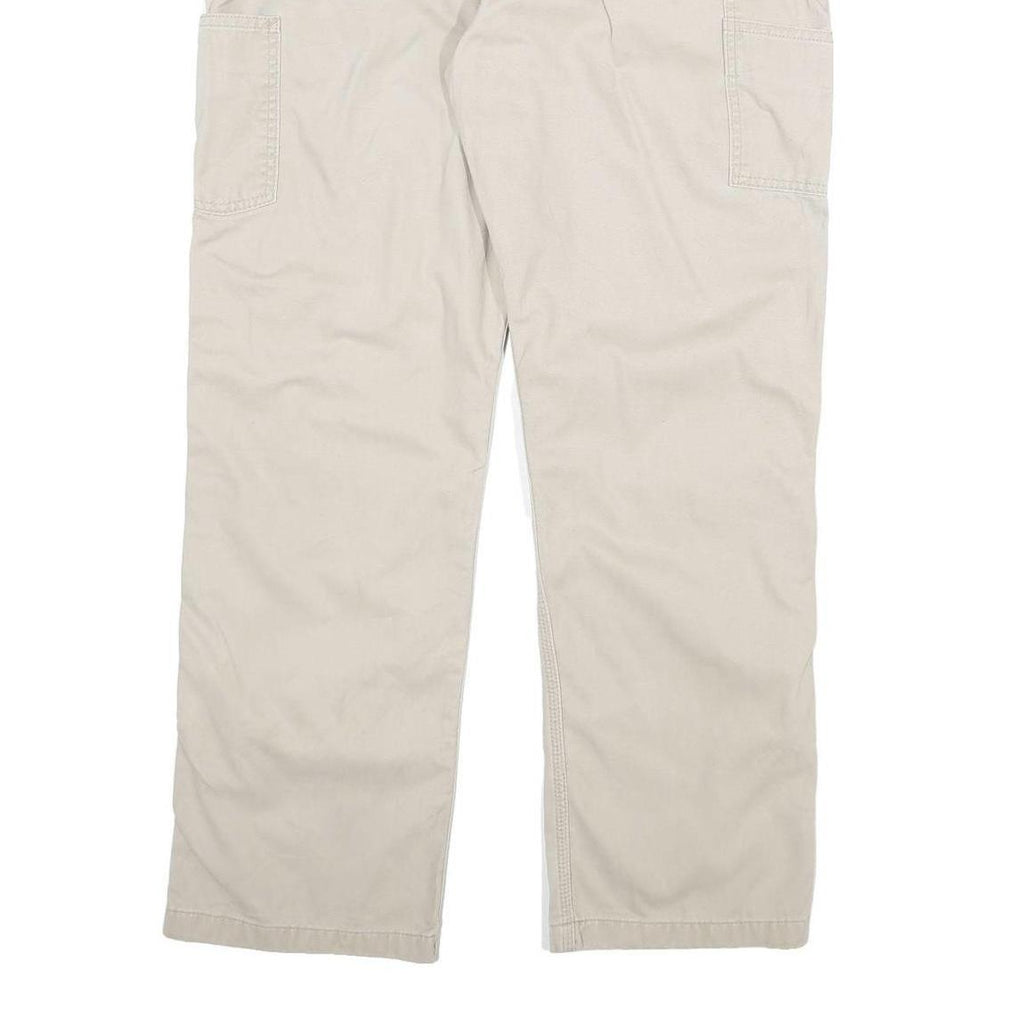 CARHARTT Mens Relaxed Beige Cotton Blend Zip Trousers W38 L32 Casual Workwear