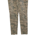 ESPRIT Mens Slim Cotton Blend Green Camouflage Trousers W38 L32 Zip Pockets