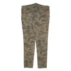 ESPRIT Mens Slim Cotton Blend Green Camouflage Trousers W38 L32 Zip Pockets