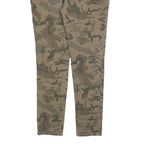 ESPRIT Mens Slim Cotton Blend Green Camouflage Trousers W38 L32 Zip Pockets